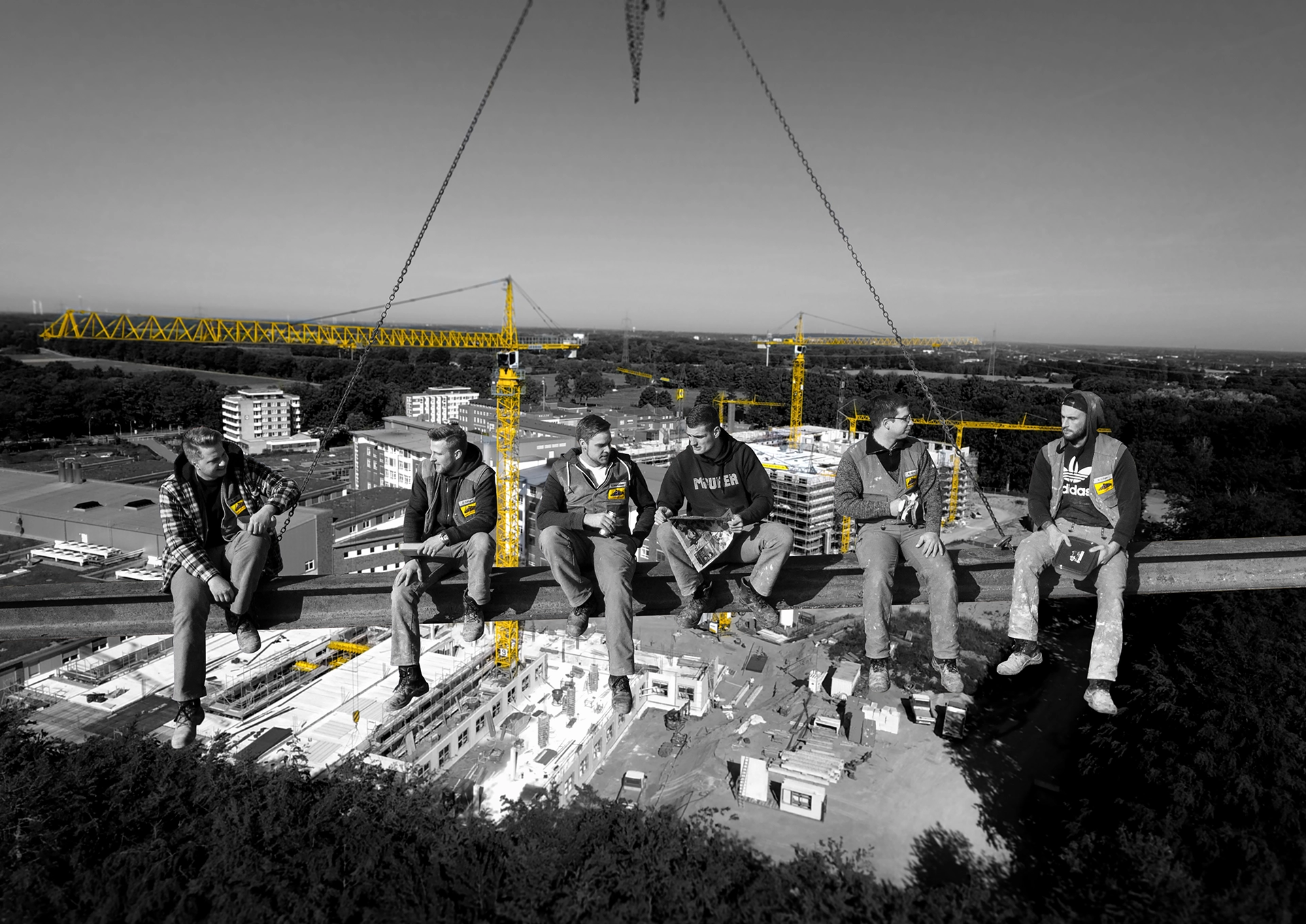 Tanzende Kräne, ehrliche Worte in dem Bauprojekt „7Höfe“, das seinesgleichen sucht